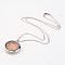 Natural Citrine Alloy Pendant Necklaces, Flat Round, with Brass Cable Chains and Brass Lobster Claw Clasps, 21.65 inch