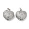 Brass Micro Pave Clear Cubic Zirconia Pendants, Heart, Platinum, 15x14x7mm, Hole: 3.4mm