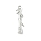 Brass Micro Pave Cubic Zirconia Pendants, Cadmium Free & Nickel Free & Lead Free, Bamboo, Platinum, 28x7.5x3.5mm, Hole: 1.4mm