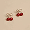 925 Sterling Silver Cherry Stud Earrings, with Cubic Zirconia, Real 18K Gold Plated, 14x12mm