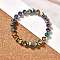 Electroplate Glass Stretch Bracelets, with Brass Spacer Beads, Round, Multi-color Plated, 2-1/8 inch(5.3cm)