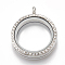 Alloy Magnetic Locket Pendants, with Rhinestone and Glass, Flat Round, Crystal, 37x30.5x7.5mm, Hole: 3.5mm, Inner diameter: 23mm