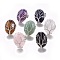 Adjustable Natural & Synthetic Mixed Stone Finger Rings, with Platinum Tone Brass Findings, Oval, Size 8, 18mm