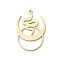 201 Stainless Steel Pendants, Crescent Moon with Snake Charm, Golden, 28.5x20x1mm, Hole: 1.2mm