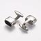 Non-Tarnish 304 Stainless Steel Hook Clasps, For Leather Cord Bracelets Making, Stainless Steel Color, 22x15x9mm, Hole: 5.5x11mm