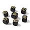 7Pcs 7 Styles Natural Obsidian Beads, with Long-Lasting Plated Golden Tone Brass Chakra Pattern Slices, Lead Free & Cadmium Free, No Hole, Cube, 15.5~18x15~17x14.5~17mm, 1pc/style