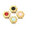 304 Stainless Steel Enamel Beads, Ion Plating(IP), Real 18K Gold Plated, Flower, Mixed Color, 9x9.5x4mm, Hole: 1mm