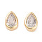 Brass Cubic Zirconia Beads, Cadmium Free & Nickel Free & Lead Free, Teardrop, Real 18K Gold Plated, Clear, 11x8x4mm, Hole: 2.5x1.2mm