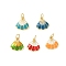 Brass Enamel Shell Shaped Charms, with Jump Rings, Rack Plating, Long-Lasting Plated, Lead Free & Cadmium Free, Real 18K Gold Plated, Mixed Color, 12.5x12.5x3mm, Hole: 3.5mm