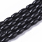 Natural Black Stone Beads Strands, Oval, 12x8mm, Hole: 0.8mm, about 34~35pcs/strand, 15.35~15.74 inch(39~40cm)