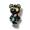 PVC Plastic Building Blocks Puzzle Big Pendants, Bear with Rocket Brick Charms, for DIY Jewelry Making, Black, 65.5x33.5x22.5mm, Hole: 2.5mm