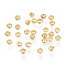 Brass Crimp Beads, Long-Lasting Plated, Rondelle, Light Gold, 2x1.5mm, Hole: 1mm
