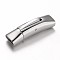 Tarnish Resistant Smooth Surface 304 Stainless Steel Rectangle Magnetic Clasps, Stainless Steel Color, 29.5x8.5x9mm, Hole: 3x7mm