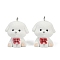 Flocky Resin Pendants, Dog, with Platinum Iron Loop, White, 31x26x22mm, Hole: 2mm