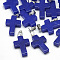 Dyed Natural White Jade Pendants, with Stainless Steel Snap On Bails, Cross, 29~30x18~19x5~6mm, Hole: 6x4mm