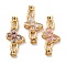 Brass Micro Pave Cubic Zirconia Fold Over Clasps, Nickel Free, Butterfly, Mixed Color, 36x15.5x7mm, Hole: 4mm