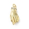 Rack Plating Palm Brass Micro Pave Cubic Zirconia Pendants, Cadmium Free & Lead Free, Long-Lasting Plated, Real 18K Gold Plated, with Jump Ring, Clear, 21x8.5x4.5mm, Hole: 3mm