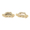 Rack Plating Brass Micro Pave Clear Cubic Zirconia Connector Charms, Dolphin Links with Freshwater Shell, Long-Lasting Plated, Lead Free & Cadmium Free, Real 18K Gold Plated, 10x22x3mm, Hole: 1.8mm