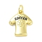 Rack Plating Brass Pendants, with Jump Ring, Long-Lasting Plated, Lead Free & Cadmium Free, Clothes with SOCCER, Real 18K Gold Plated, 16x13.5x3mm, Hole: 3mm