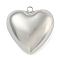 Heart Brass Pendants, Cadmium Free & Nickel Free & Lead Free, Real Platinum Plated, 36.5x35.5x17mm, Hole: 3mm