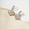 French Style Heart Brass Clear Cubic Zirconia Hoop Earrings, Silver, 35x22mm