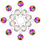 16Pcs 2 Color Glass Charms, Faceted, with 304 Stainless Steel Findings, Flat Round, Mixed Color, 14x10x6.5mm, Hole: 2.5mm, 8pcs/color