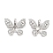 Brass Clear Cubic Zirconia Peg Bails, Cadmium Free & Nickel Free & Lead Free, Butterfly, Platinum, 19.5x24x6mm, Hole: 5.2x3.5mm