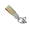 Zinc Alloy Keychain, with Rhinestone and PU Leather, Paw Print, Dark Sea Green, 11x2.3cm
