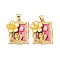 Flower Brass Enamel Pendants, with ABS Plastic Imitation Pearl, Cadmium Free & Lead Free, Real 18K Gold Plated, Rack Plating, Long-Lasting Plated, Rectangle, 22.5x19x6.5mm, Hole: 3.5x5mm