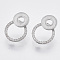 Brass Micro Pave Clear Cubic Zirconia Stud Earring Findings, with Enamel and Loop, Nickel Free, Ring, Platinum, 19.5x14.5mm, Hole: 0.8mm, Pin: 0.8mm