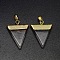 Natural Quartz Crystal Pendants, Rock Crystal Pendants, with Golden Tone Brass Findings, Triangle, 30~35x23~28x5mm, Hole: 8x5mm