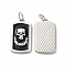 304 Stainless Steel Pendants, with Enamel and Jump Rings, Rectangle with Skull, Stainless Steel Color, 28.5x16x3mm, Hole: 3.8x6mm