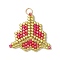 MIYUKI Glass Seed Beaded Clover Pendants, with Real 18K Gold Plated 304 Stainless Steel Jump Rings, Red, 21.5x23x2mm