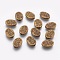 Tibetan Style Alloy Beads, Oval with Leaf, Antique Bronze, Lead Free and Cadmium Free and Nickel Free, 14x10x3mm, Hole: 1.5mm