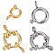 8Pcs 4 Styles 304 Stainless Steel Spring Ring Clasps, Golden & Stainless Steel Color, 12.5~17x8~12.5x1.5~4mm, Hole: 2~3mm, 2pcs/style