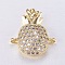 Brass Micro Pave Cubic Zirconia Links, Pineapple, Golden, 16.5x14x4mm, Hole: 1mm