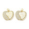 Brass Micro Pave Clear Cubic Zirconia Pendants, Cadmium Free & Lead Free, with Synthetic Opal and Jump Rings, Real 18K Gold Plated, Fruit Charms, Apple, 16.5x17.5x3.5mm, Hole: 3mm