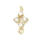 Brass Micro Pave Clear Cubic Zirconia Connector Charms, Long-Lasting Plated, Cadmium Free & Nickel Free & Lead Free, Real 14K Gold Plated, Clover, 13.5x7.5x3.5mm, Hole: 1.2mm