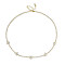 Cubic Zirconia Classic Tennis Necklace with Flower Links, Golden Brass Jewelry for Women, Clear, 14.37 inch(36.5cm)