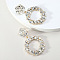 Exaggerated Fashion Crystal Alloy Round Earrings with Unique Design Sense, Clear, 1mm