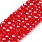 Electroplate Glass Beads Strands, Pearl Luster Plated, Faceted, Rondelle, Red, 2.9~3.3x2mm, Hole: 0.8mm, about 144~150pcs/strand, 35~37cm