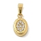 Ion Plating(IP) 304 Stainless Steel Micro Pave Cubic Zirconia Pendants, Oval, 11x7x2.5mm, Hole: 4.5x2.5mm