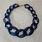 Frosted Acrylic Chunky Twisted Chain Necklacs for Women, with Metal Clasps, Golden, Prussian Blue, 19.69 inch(50cm)