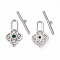 Brass Pave Green Cubic Zirconia Toggle Clasps, Cadmium Free & Nickel Free & Lead Free, Flower Lock, Platinum, Bar: 23x4x2mm, Hole: 1.2mm, Flower: 24.5x13.5x2.5mm, hole: 1mm