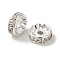 Brass Rhinestone Spacer Beads, Grade AAA, Straight Flange, Nickel Free, Silver Color Plated, Rondelle, Crystal, 10x4mm, Hole: 2mm