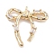 Brass Pave Clear Cubic Zirconia Pendants, Cadmium Free & Nickel Free & Lead Free, Bowknot, Long-Lasting Plated, Real 14K Gold Plated, 20.5x20.5x4mm, Hole: 1mm