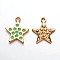 Light Gold Plated Alloy Enamel Star Pendants, Aquamarine, 21x19x2mm, Hole: 2mm