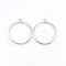 Tarnish Resistant 201 Stainless Steel Pendants, Ring, Stainless Steel Color, 27.5x25x1mm, Hole: 1.2mm