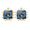 Rack Plating Printed Alloy Pendants, with Enamel and ABS Plastic Imitation Pearl, Cadmium Free & Nickel Free & Lead Free, Square with Leopard Print, Light Gold, Steel Blue, 33x29.5x4mm, Hole: 2mm