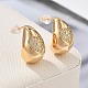 Серьги-гвоздики из латуни с микропаве из прозрачных кубических цирконий в форме капли EJEW-K286-07G-02-2